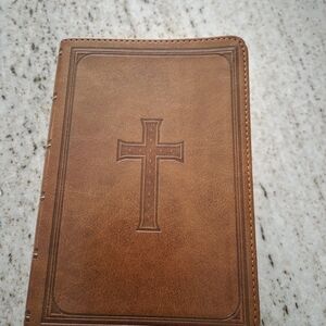 Brown Leather Cross Embossed Book Cover